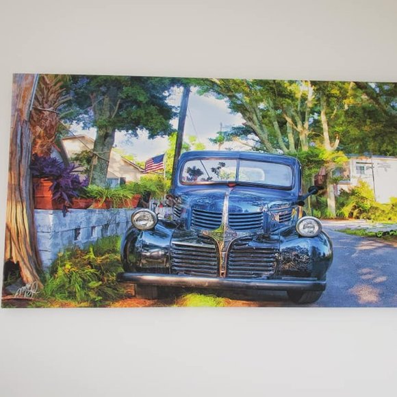 NEW Digital Art on canvas - Vintage Blue Truck - Picture 7 of 7